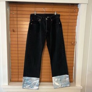 Levi’s 501 - Black Jeans with Blue Floral Cuffs